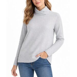 TAHARI NWT 100% Extra Fine Merino Wool Sweater Knit High Neck Grey Womens Medium